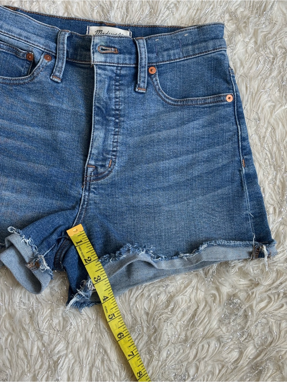 High-Rise Denim Shorts - Blue - Picture 8 of 10